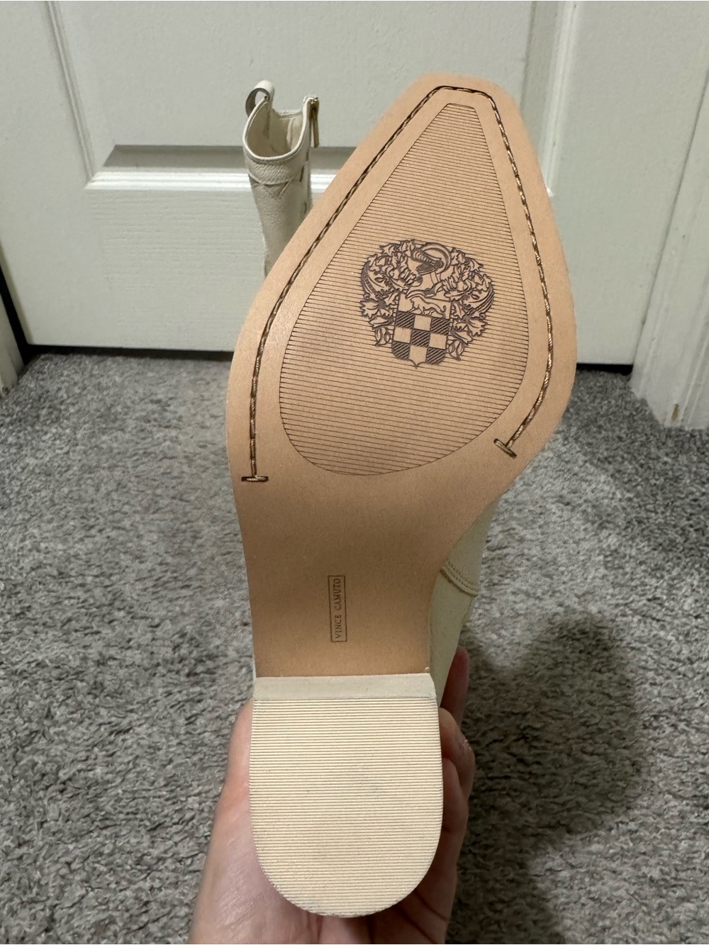 NWOT Vince Camuto Cream Embroidered Western Block-Heel Boot - Picture 9 of 9